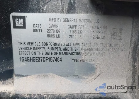 2012 Buick Lacrosse Premium 3 Group from USA, damaged, VIN 1G4GH5E37CF157464